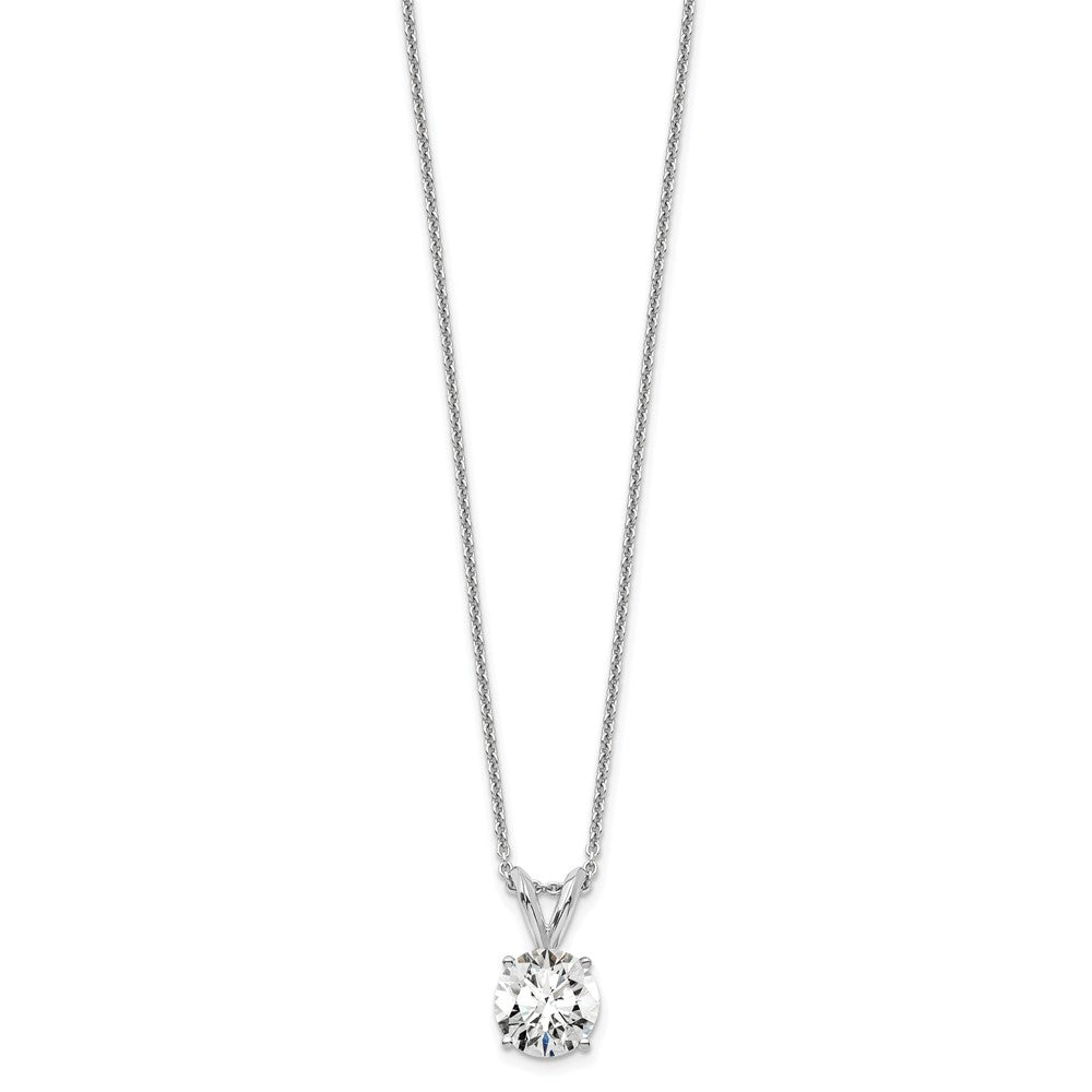14k White Gold 3/4 carat Lab Grown Diamond VS+ F+ Round Complete Four Prong 18 inch Solitaire Pendant Necklace
