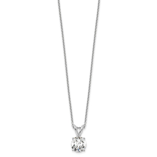 14k White Gold 3/4 carat Certified Lab Grown Diamond VS/SI+ G+ Round Complete Four Prong 18 inch Solitaire Pendant Necklace