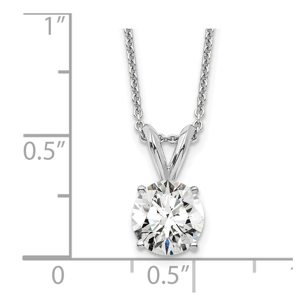 14k White Gold 3/4 carat Lab Grown Diamond VS+ F+ Round Complete Four Prong 18 inch Solitaire Pendant Necklace