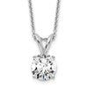 14k White Gold 3/4 carat Lab Grown Diamond VS+ F+ Round Complete Four Prong 18 inch Solitaire Pendant Necklace