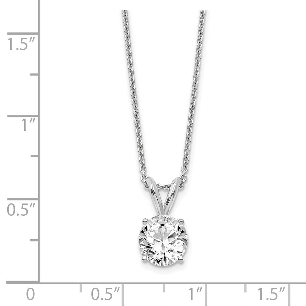 14k White Gold 3/4 carat Lab Grown Diamond VS+ F+ Round Complete Four Prong 18 inch Solitaire Pendant Necklace