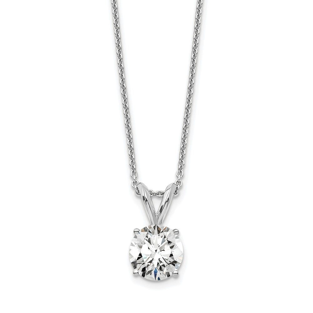 14k White Gold 3/4 carat Lab Grown Diamond VS+ F+ Round Complete Four Prong 18 inch Solitaire Pendant Necklace