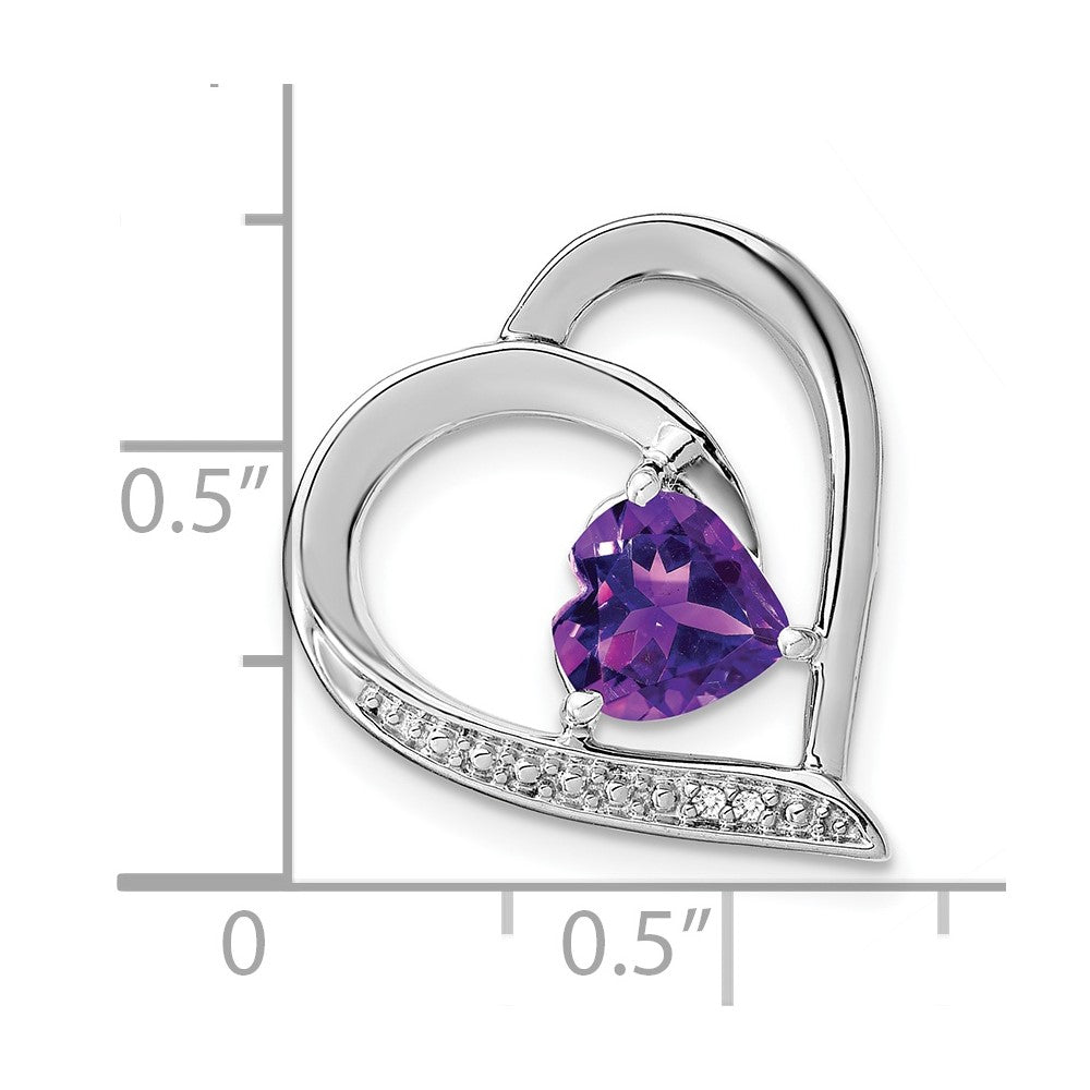Sterling Silver Rhodium-plated Amethyst and Diamond Pendant
