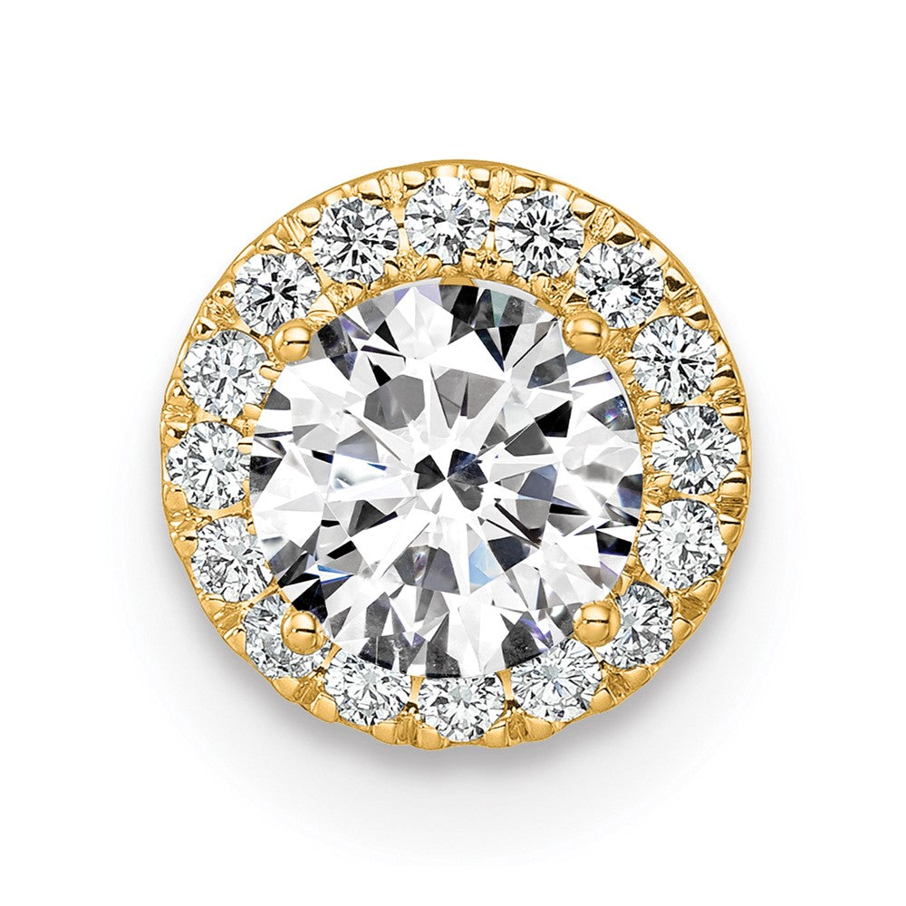 14k 1/2 carat Lab Grown Diamond VS/SI+ G+ Semi Mount 8.2mm Center Round Halo Chain Slide Pendant