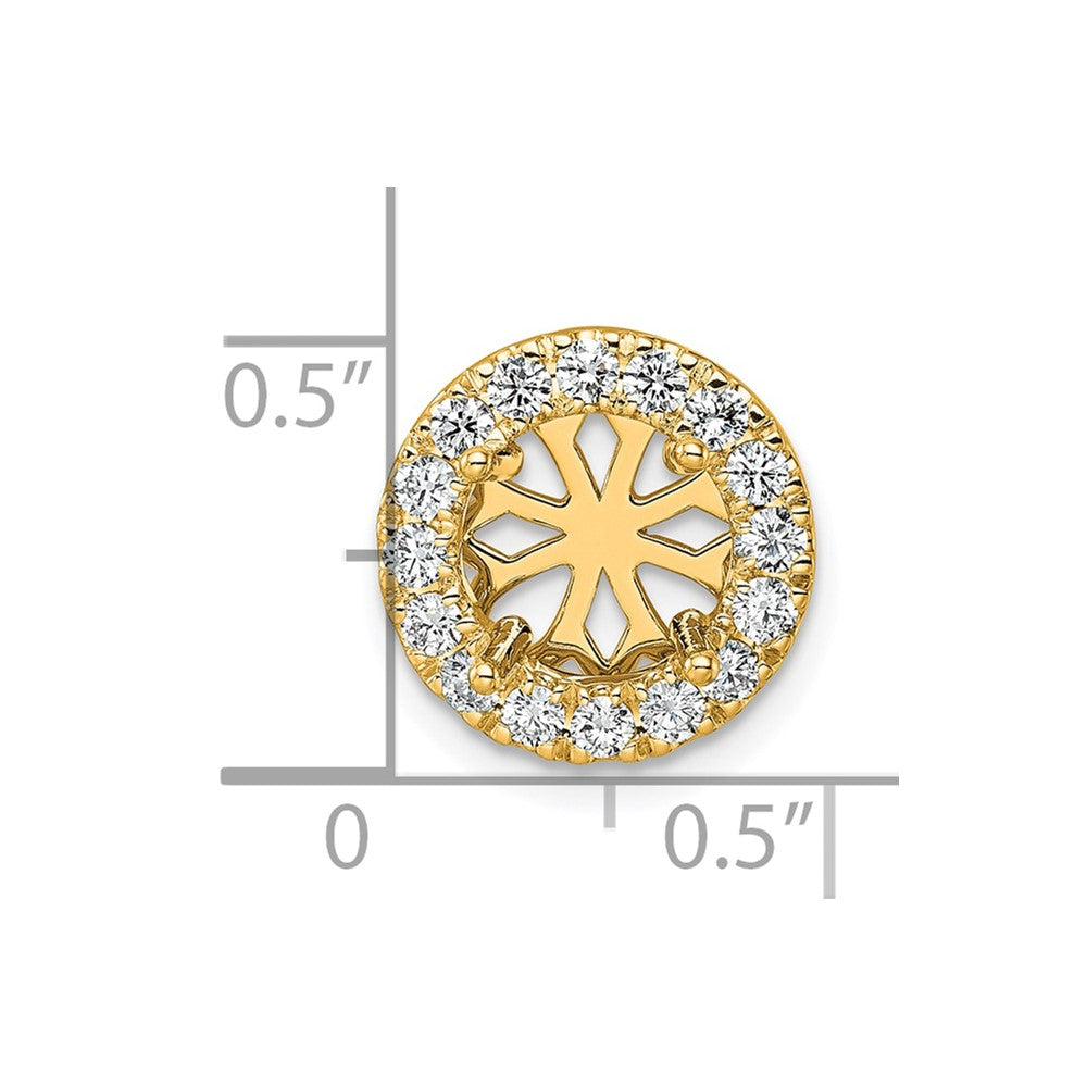 14k 1/2 carat Lab Grown Diamond VS/SI+ G+ Semi Mount 8.2mm Center Round Halo Chain Slide Pendant
