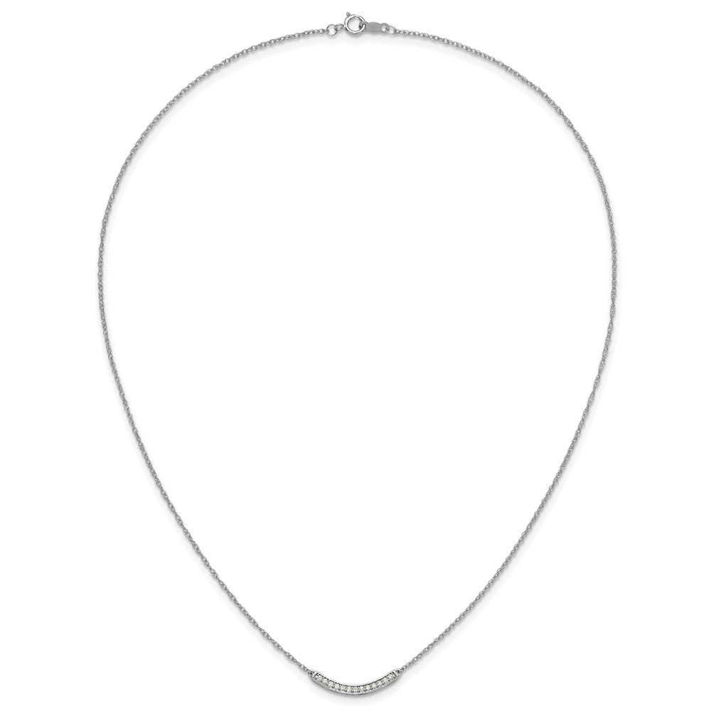 10k White Gold 1/6 carat Diamond Curved Bar 18 inch Necklace