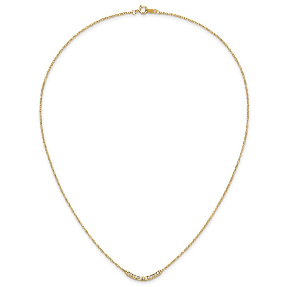 10k 1/6 carat Diamond Curved Bar 18 inch Necklace