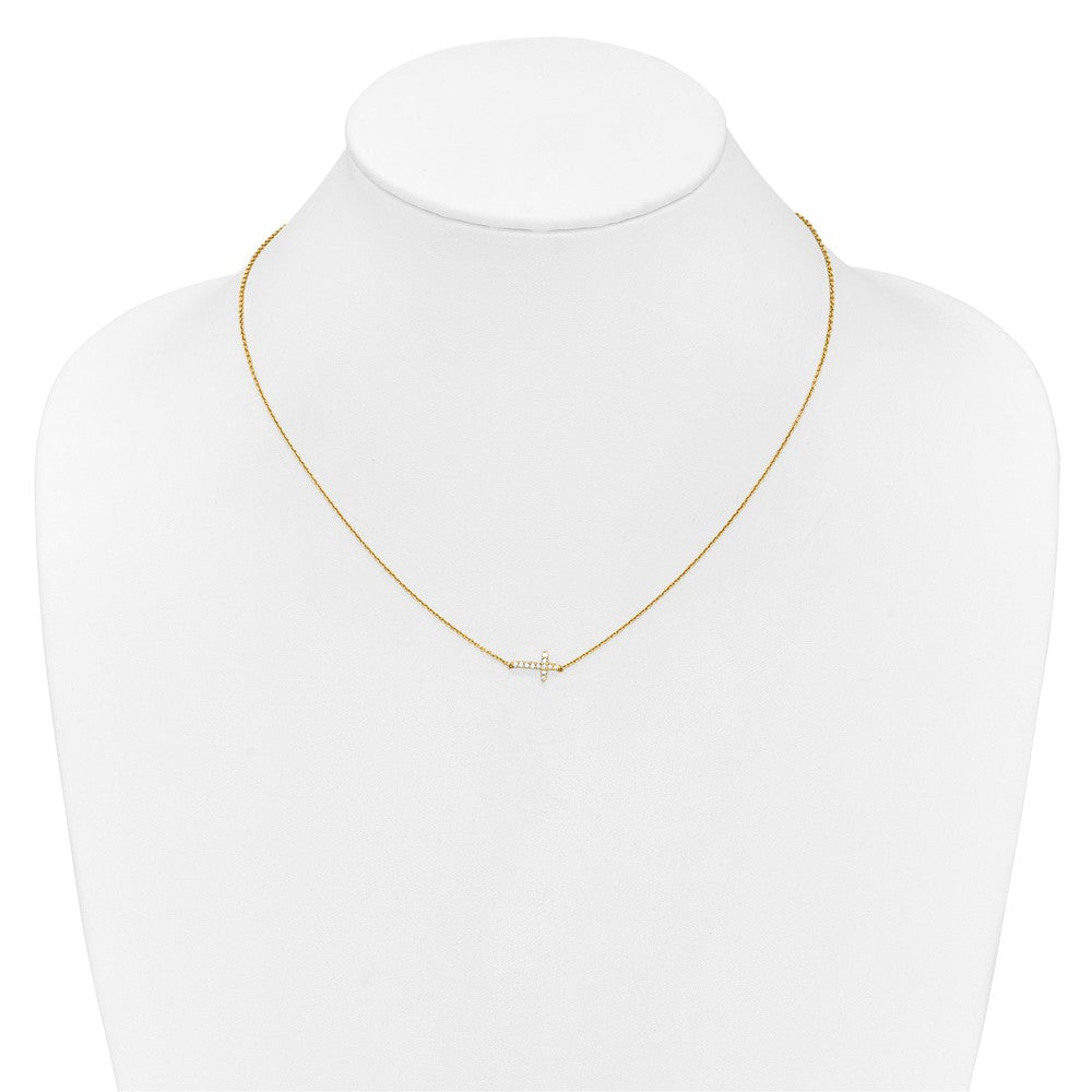 10k Diamond Sideways Cross 18in Necklace