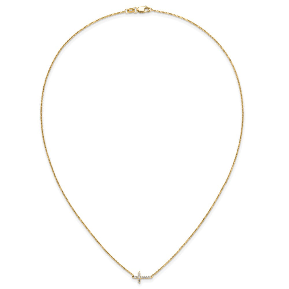 10k Diamond Sideways Cross 18in Necklace