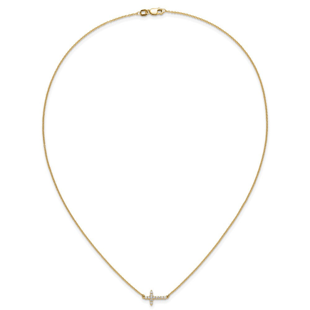 14k 1/6 carat Lab Grown Diamond VS/SI+ G+ Complete 18 inch Sideways Cross Necklace