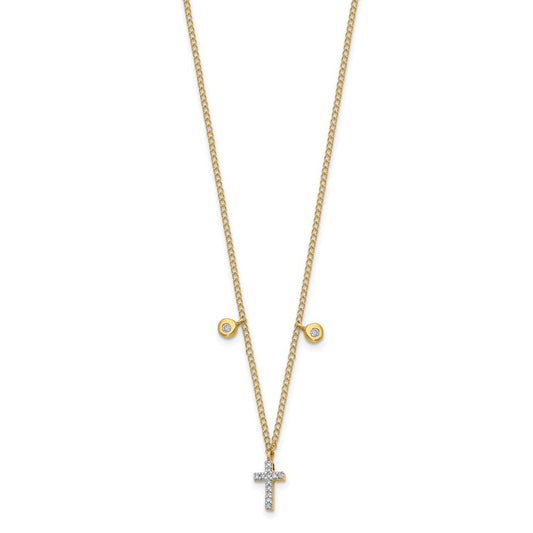 10k 1/20 carat Diamond Mini Cross 18 inch Necklace