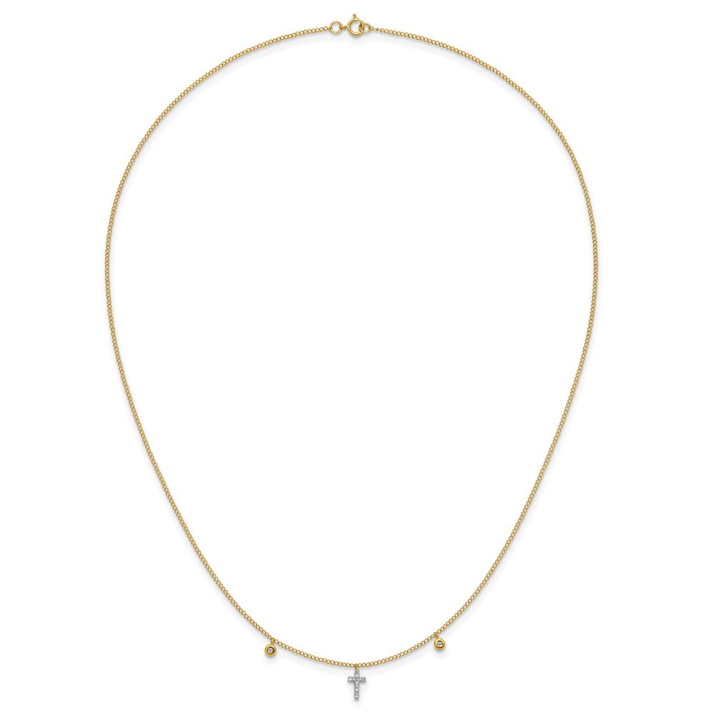 10k 1/20 carat Diamond Mini Cross 18 inch Necklace