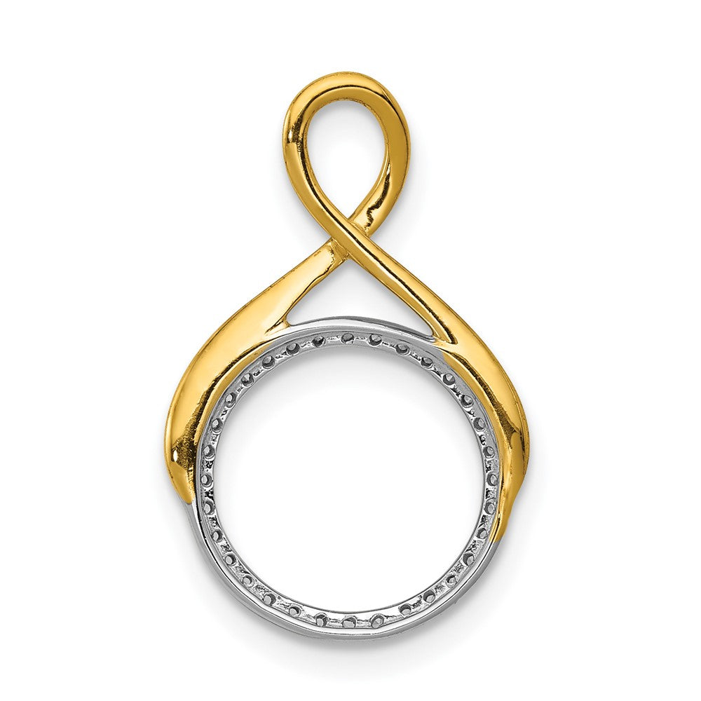 14k Two Tone 1/10 carat Lab Grown Diamond VS/SI+ G+ Complete Fashion Circle Dangle Chain Slide Pendant