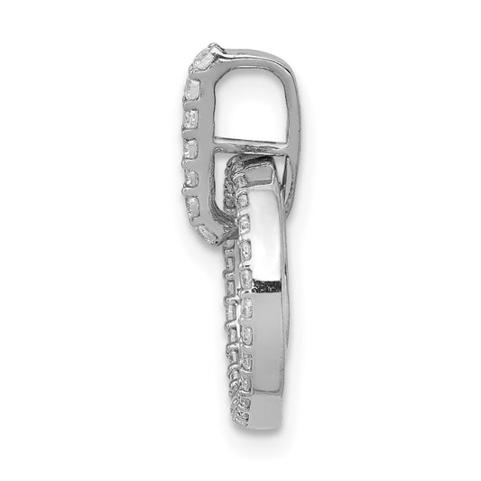 10k White Gold 1/4 carat Diamond Double Circle Dangle Pendant