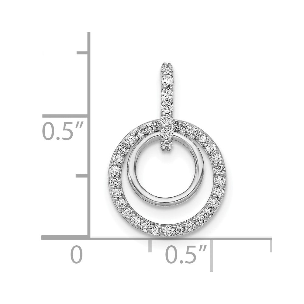 10k White Gold 1/4 carat Diamond Double Circle Dangle Pendant