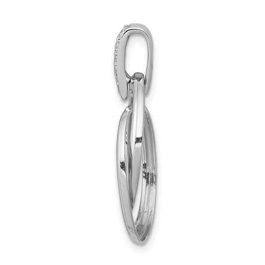 10k White Gold 1/20 carat Diamond Double Oval Pendant