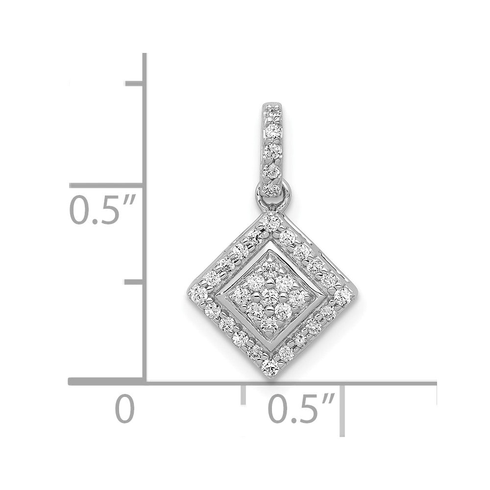 10k White Gold 1/4 carat Diamond Cluster Pendant