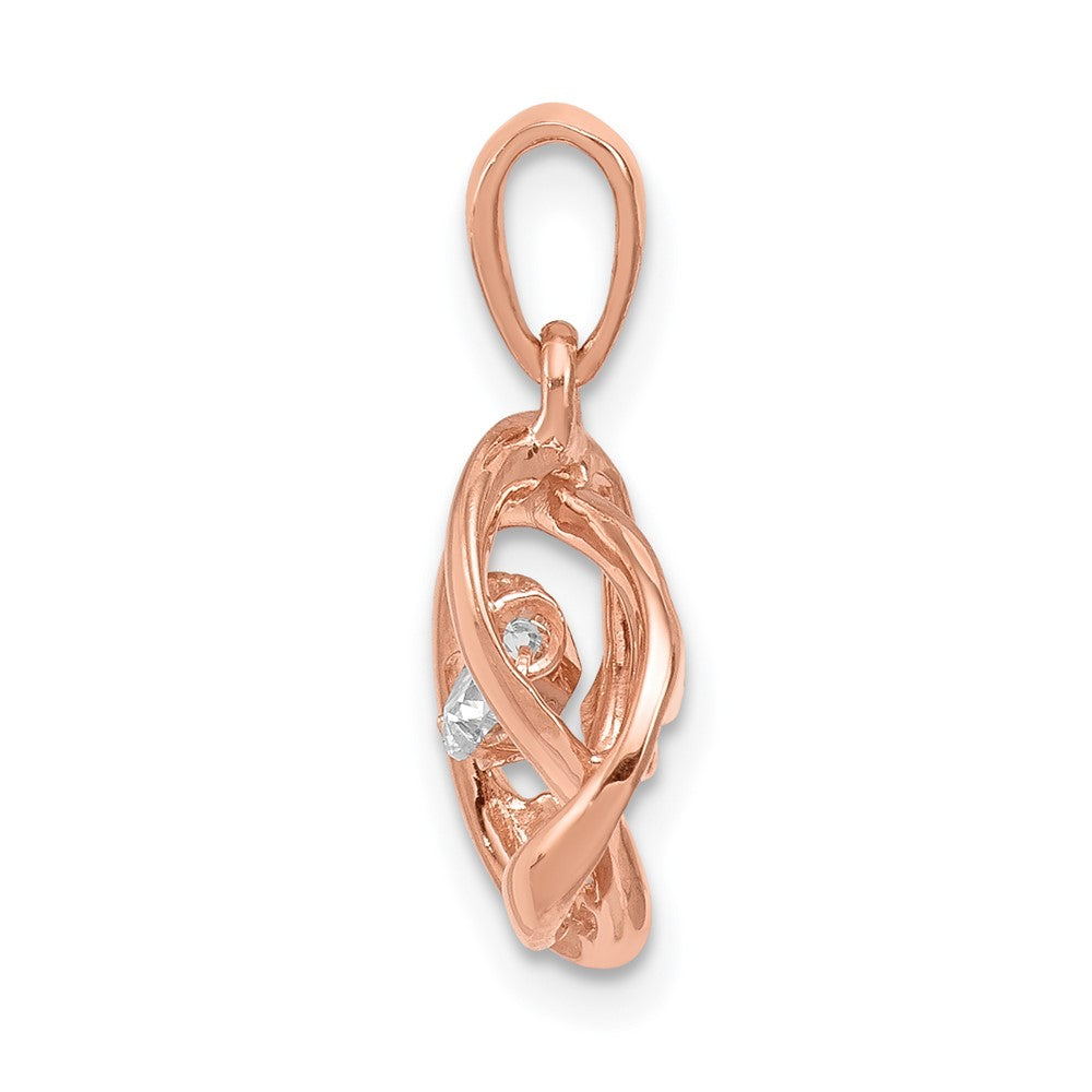 14k Rose Gold 1/5 carat Lab Grown Diamond VS/SI+ G+ Complete Vibrant Intertwined Circles Pendant