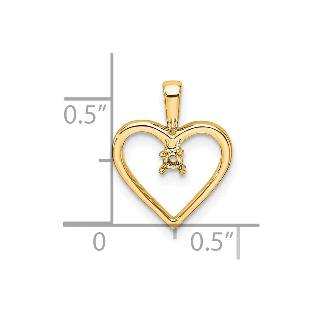 10k Holds 1-1.9mm Stone Heart Pendant Mounting