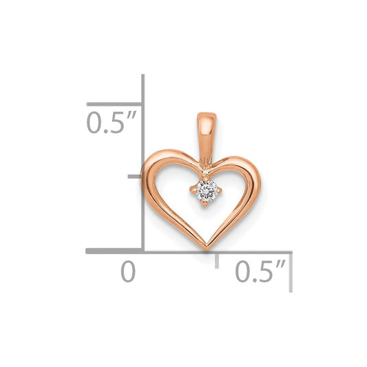 10K Rose Gold AA .02 carat Diamond Heart Pendant