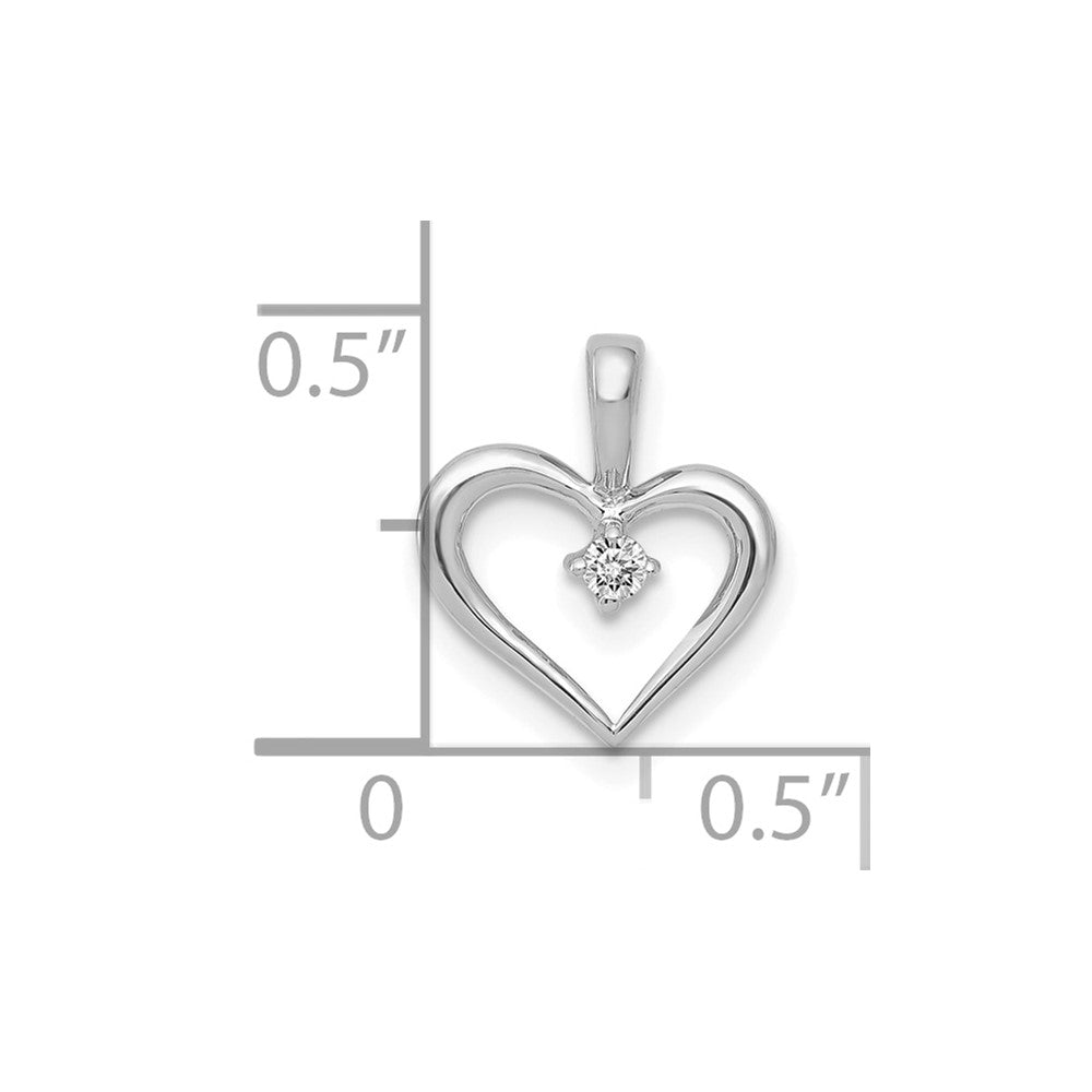 10K White Gold AA .02 carat Diamond Heart Pendant