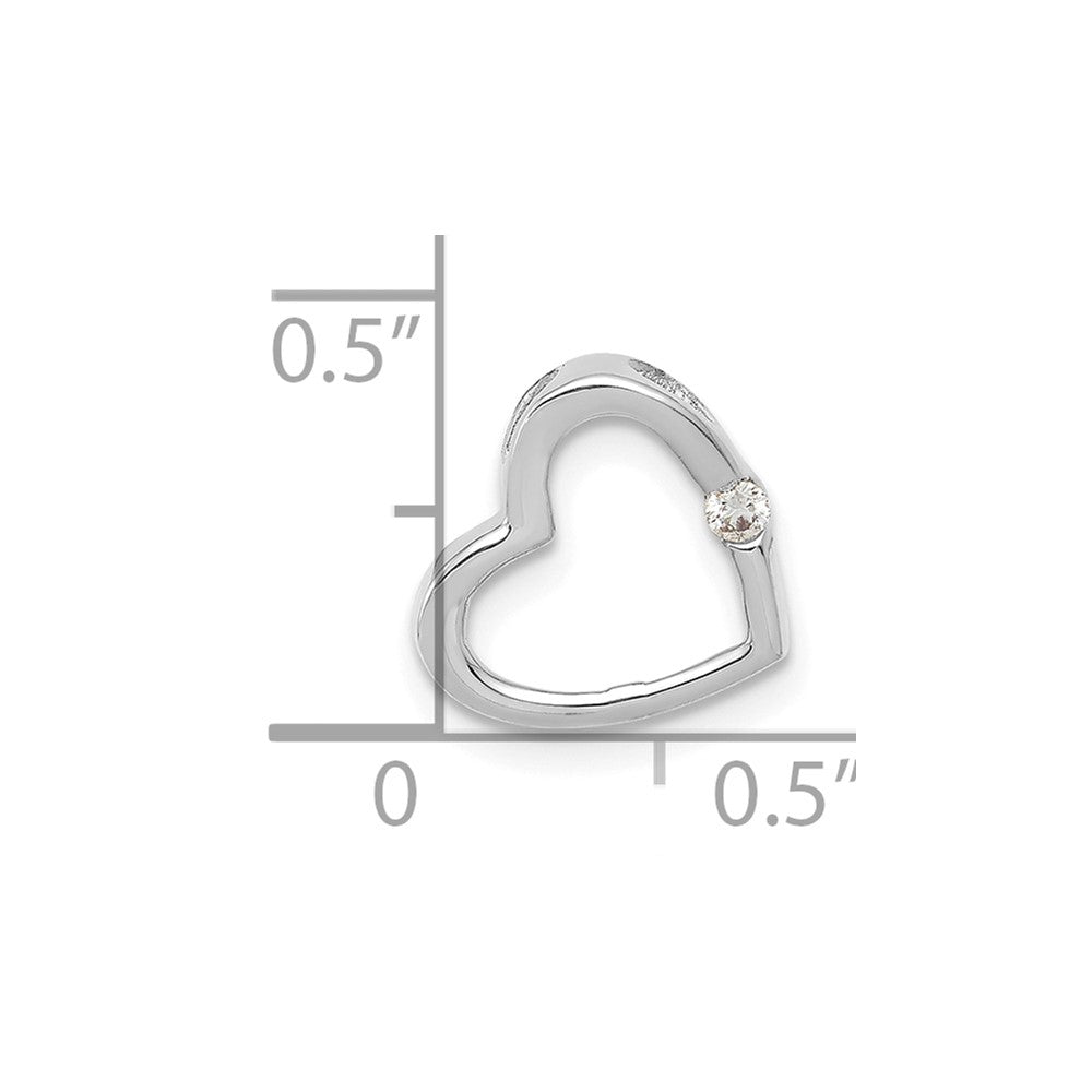 10k White Gold AA .02 carat Diamond Heart Chain Slide