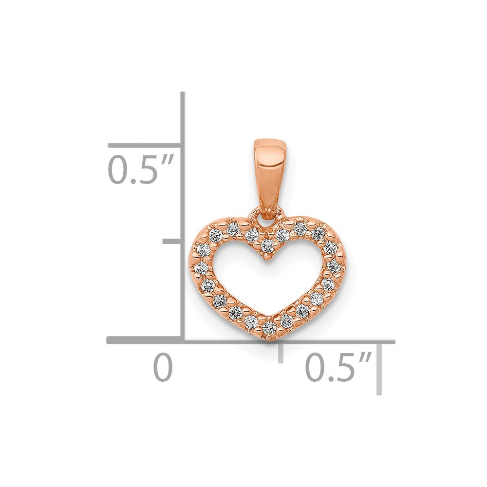 10K Rose Gold .03 carat Diamond Heart Pendant