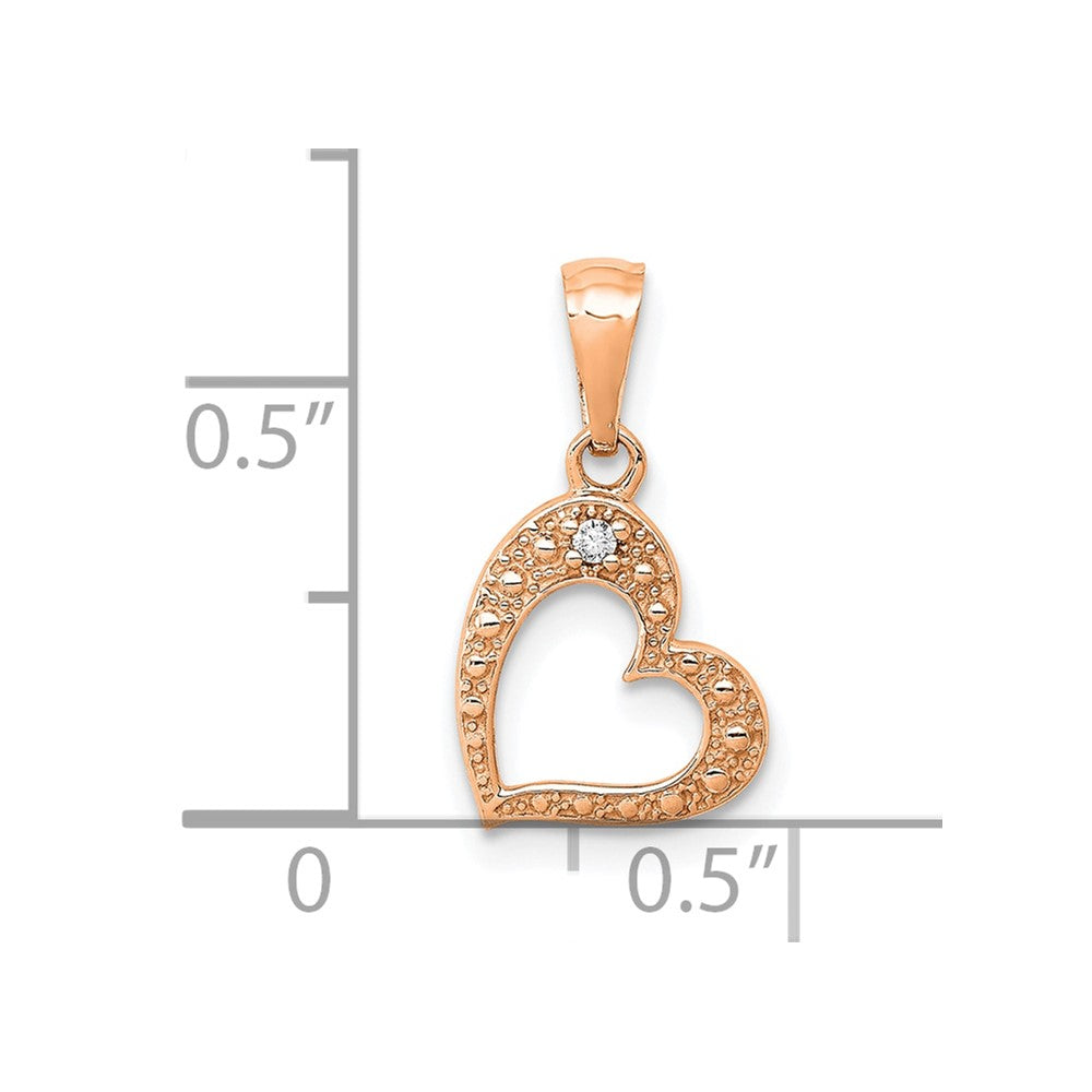 10K Rose Gold .01 carat Diamond Heart Pendant