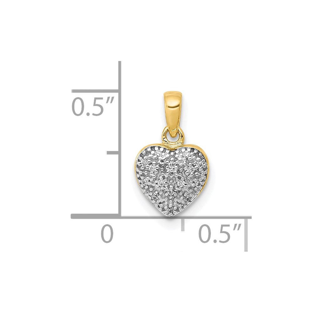 10k with White Rhodium 1/20 carat Diamond Heart Pendant