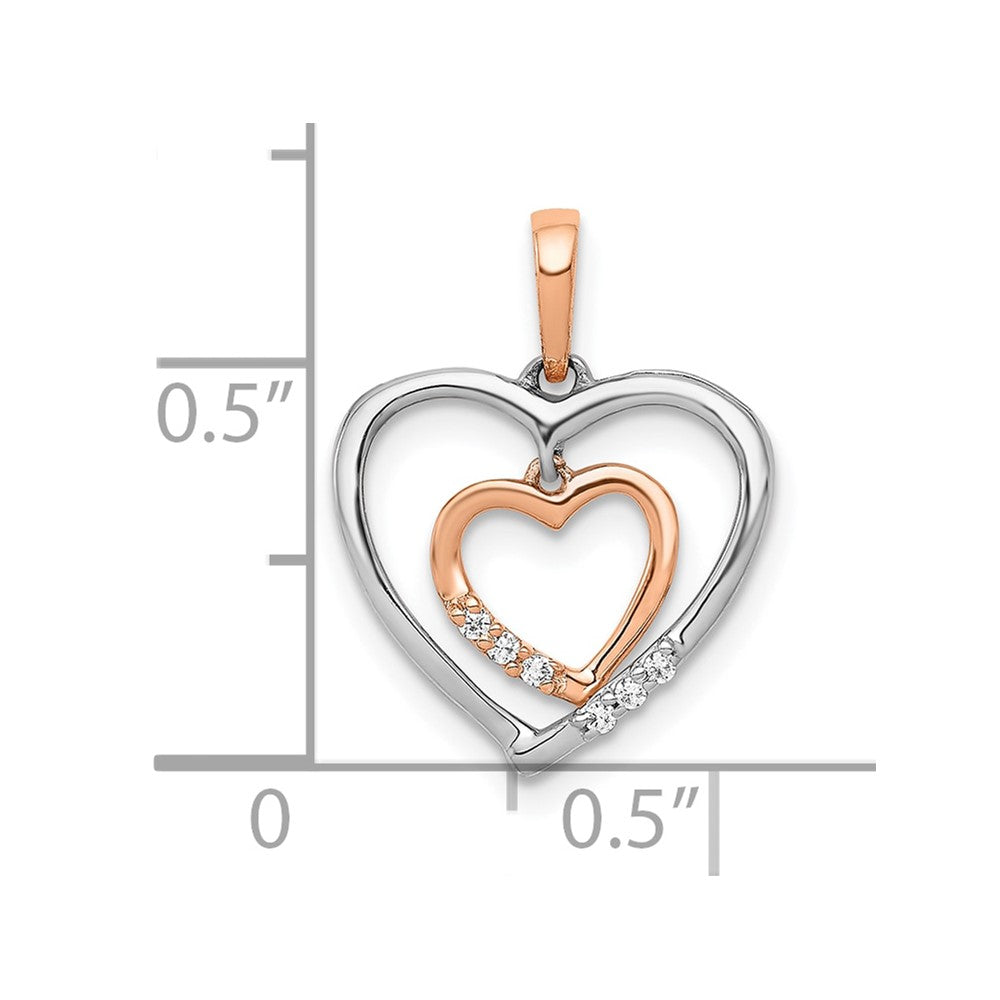 10k White with Rose Gold Heart Charm .03 carat Diamond Heart Pendant