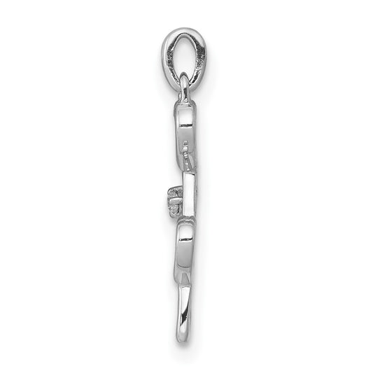 10K White Gold .01 carat Diamond Four Hearts Pendant
