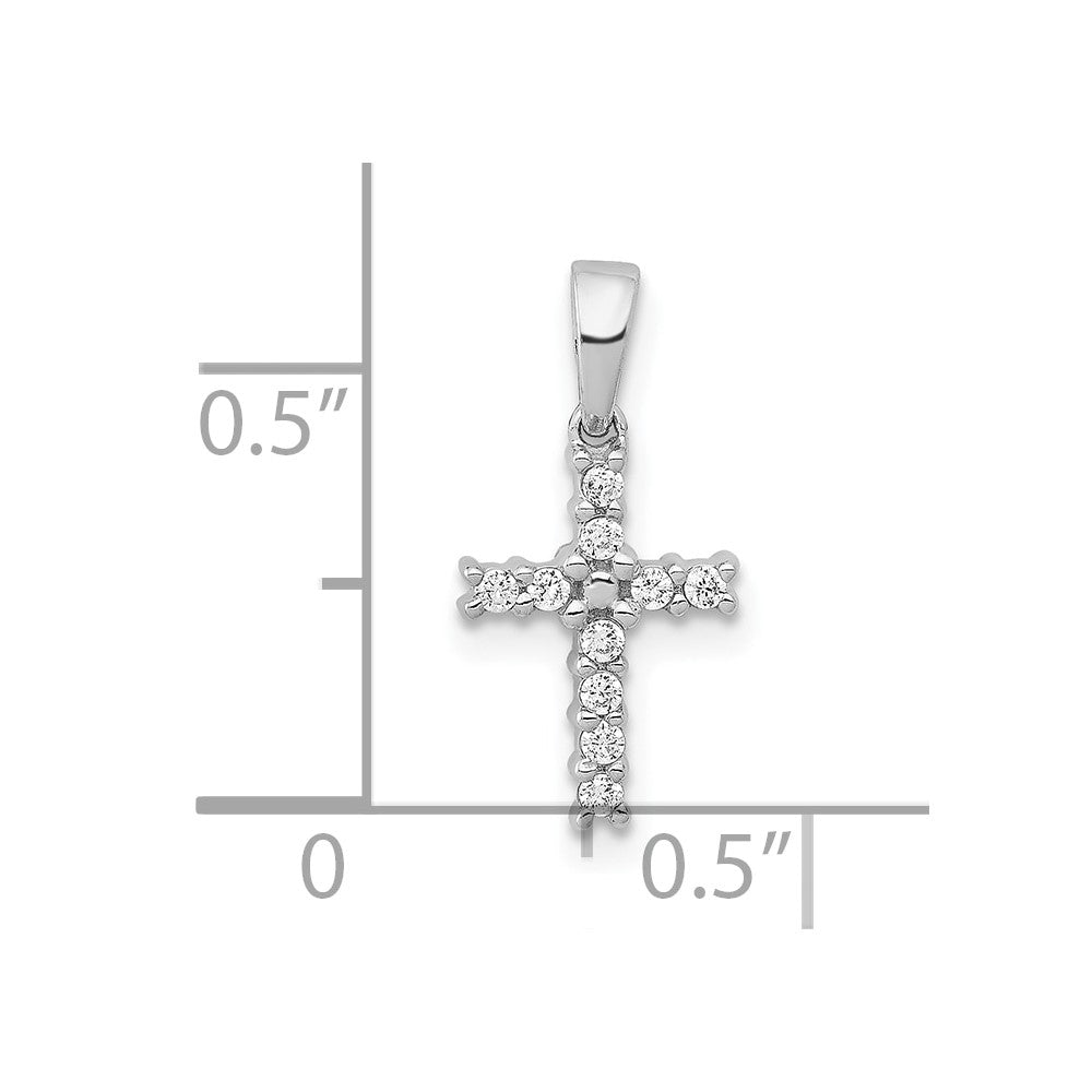 10K White Gold 1/10 carat Diamond Small Latin Cross Pendant