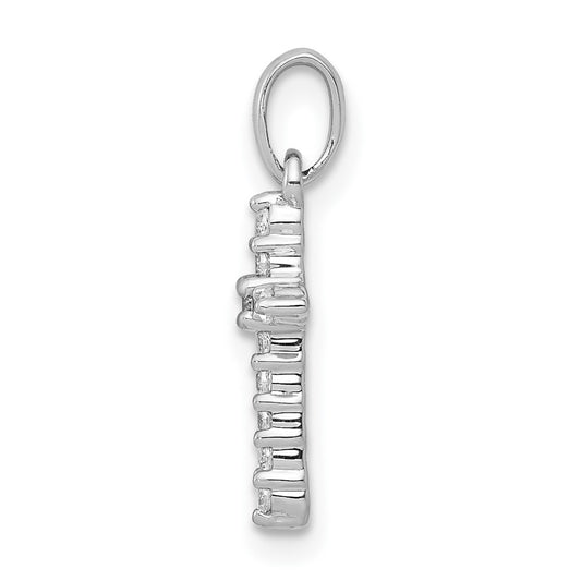 10K White Gold Polished 1/10 carat Diamond Small Cross Pendant