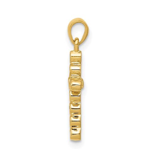10K Polished 1/10 carat Diamond Cross Pendant