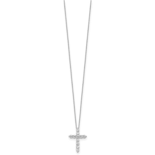 10k White Gold 3/4 carat Lab Grown Diamond VS/SI+ G+ Complete 18 inch Cross Pendant Necklace
