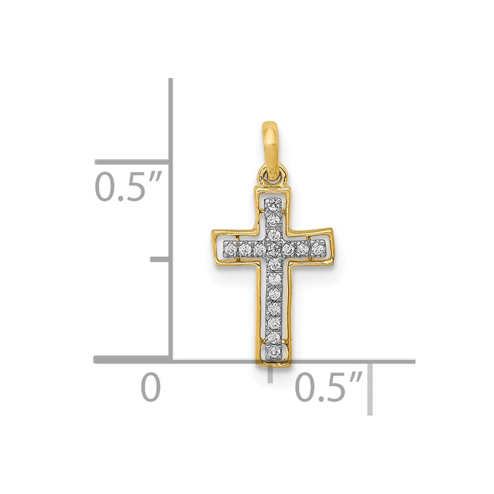 10K and Rhodium 1/20ct. Diamond Cross Pendant