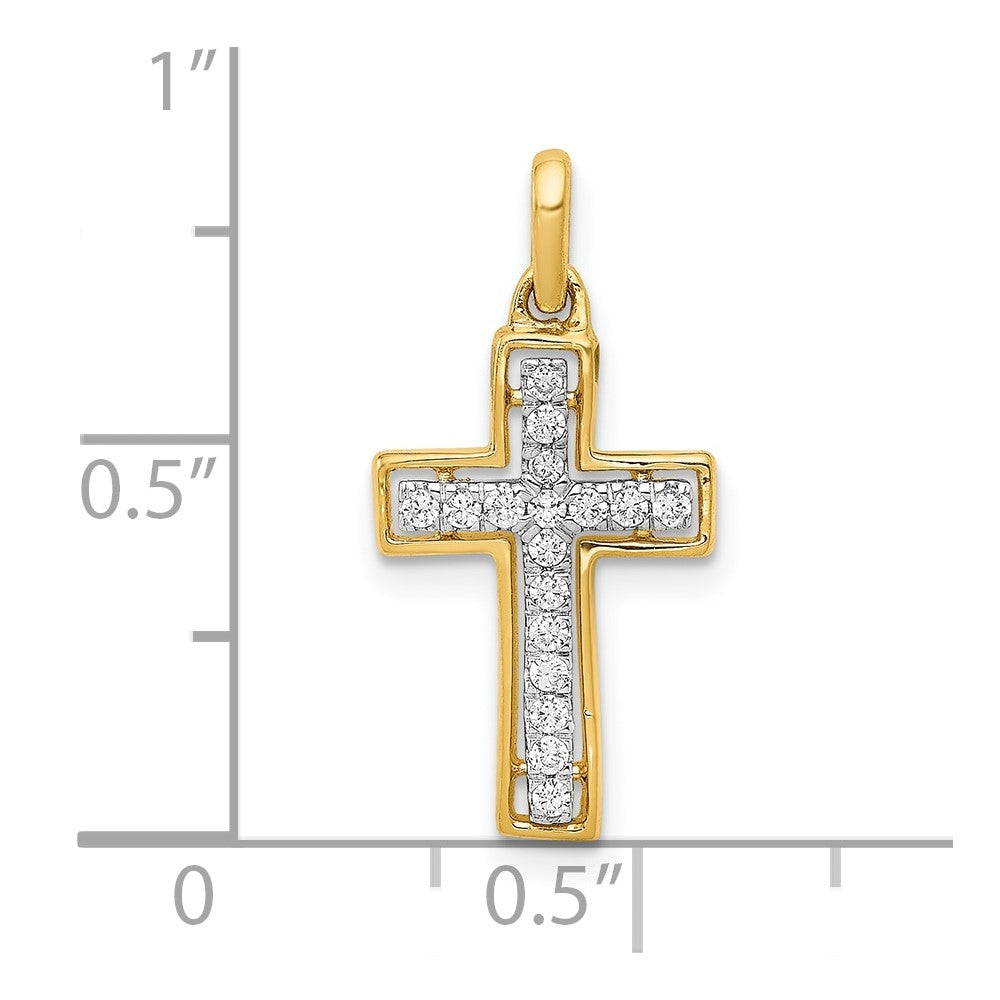 10K and Rhodium 1/8ct. Diamond Cross Pendant