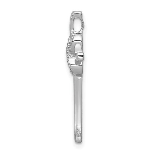 10K White Gold .03 carat Diamond Infinity Cross Chain Slide