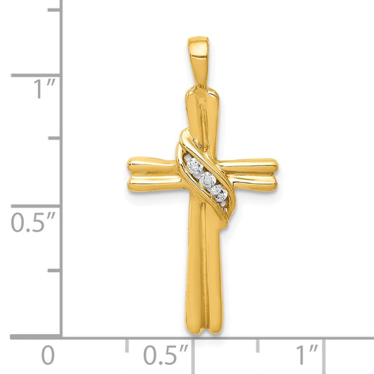 10K Holds 3-1.6mm Diamond Cross Pendant Mounting