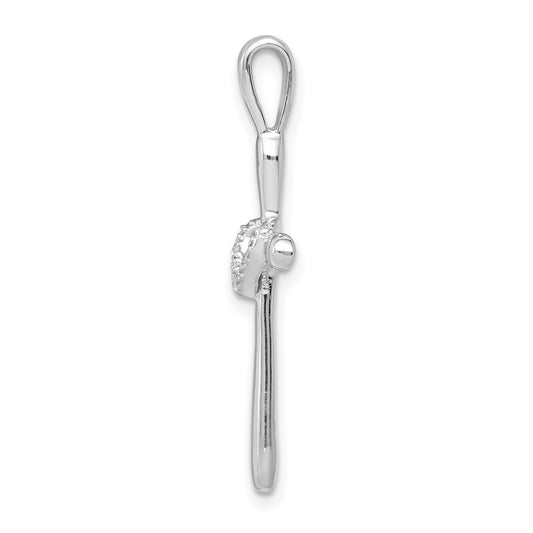10K White Gold 1/10 carat Diamond Cross with Heart Center Pendant