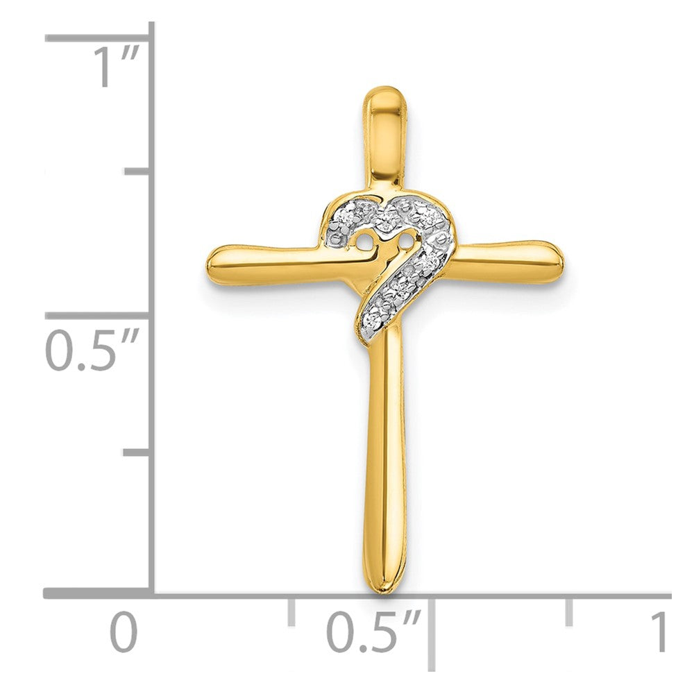 10K .02ct. Diamond Heart Cross Chain Slide