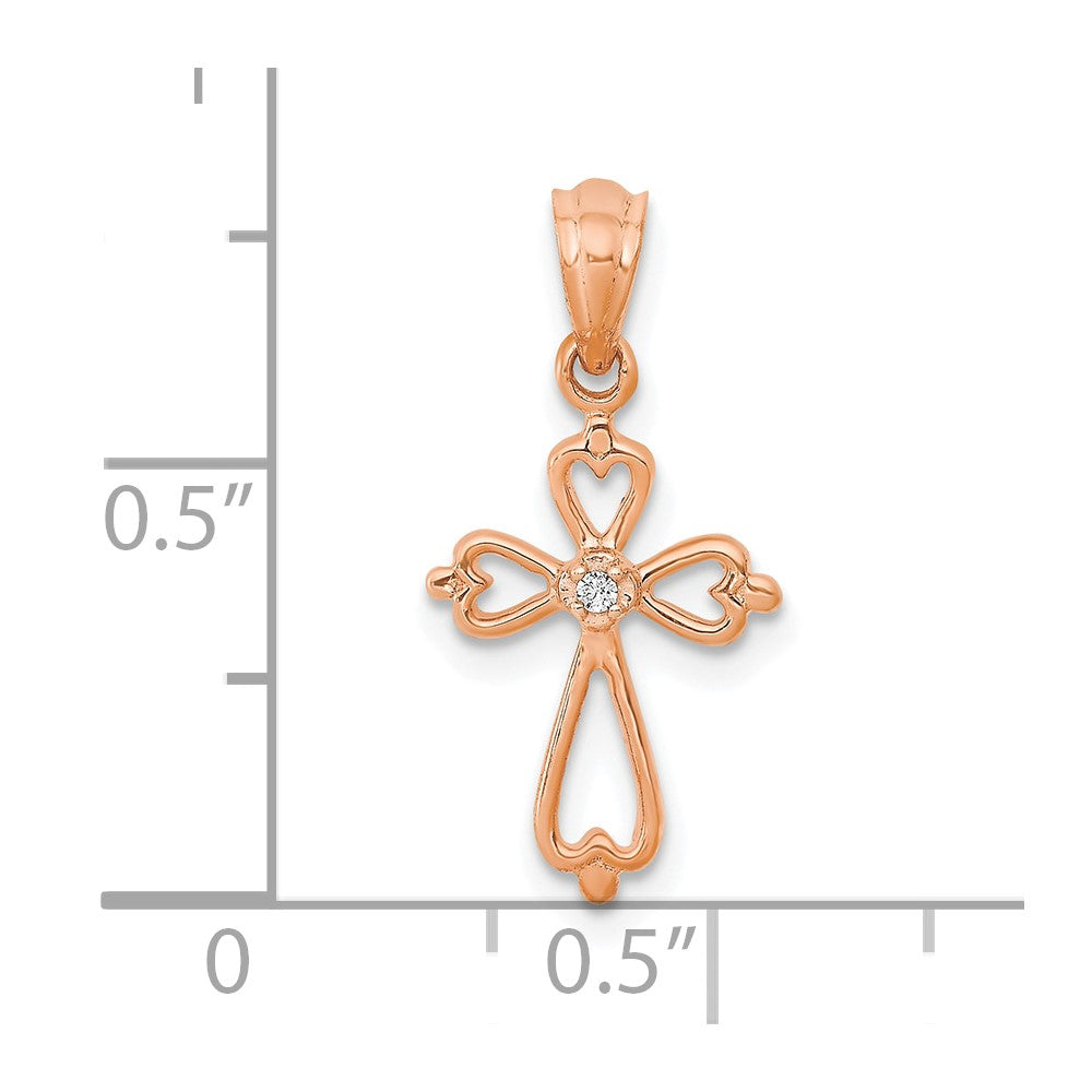 10K Rose Gold Diamond Accented Cross Pendant