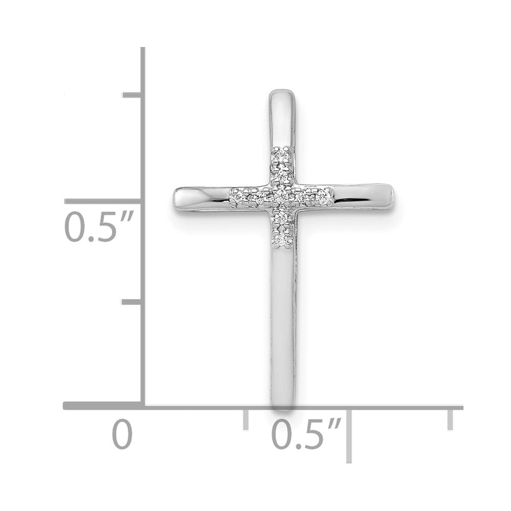 10K White Gold .03ct. Diamond Cross Chain Slide