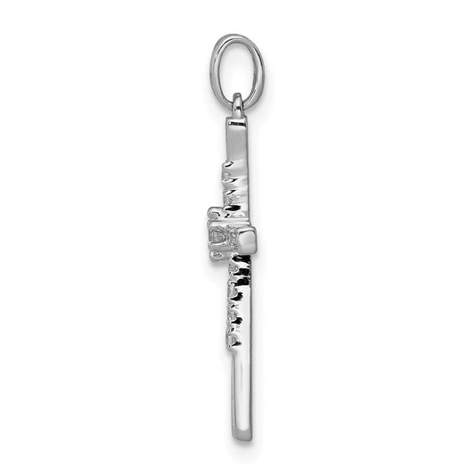 10K White Gold 1/10 carat Diamond Cross Pendant