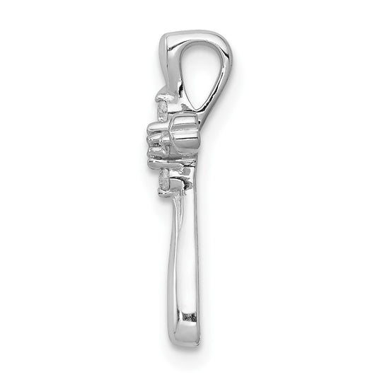 10K White Gold 1/20 carat 5-Stone Diamond Cross Chain Slide