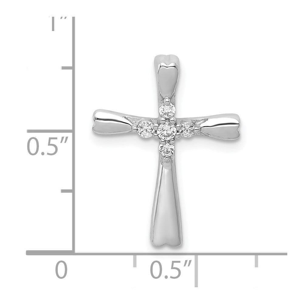 10K White Gold 1/6ct. 5-Stone Diamond Cross Chain Slide