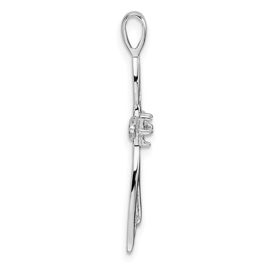 10K White Gold Holds 3-1.5mm Diamond Cross Pendant Mounting