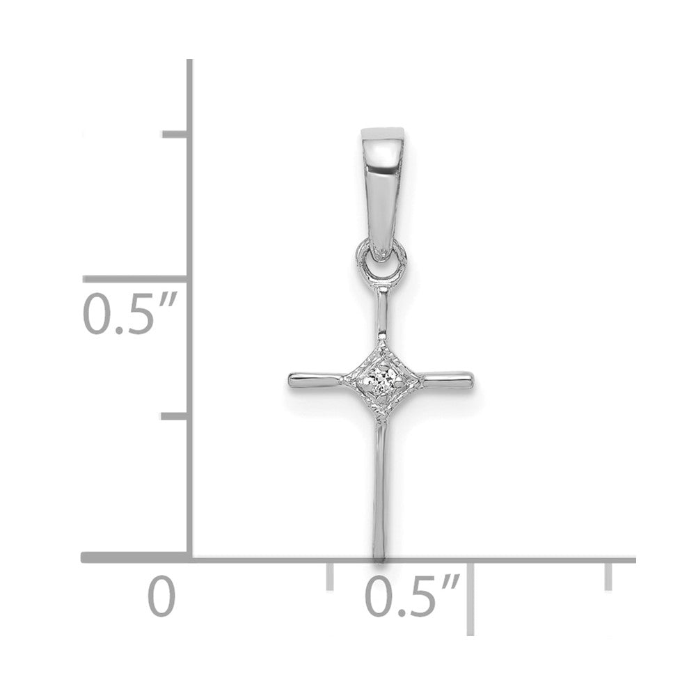 10K White Gold Small .01 carat Diamond Cross Pendant