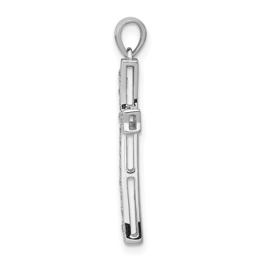 10K White Gold 1/5 carat Diamond Cross Pendant