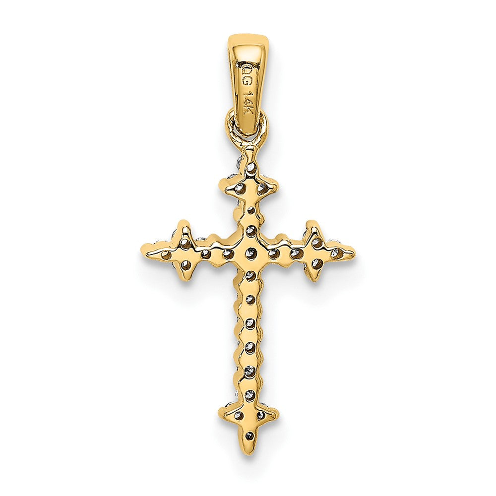 10K 1/10ct. Diamond Fleur de Lis Cross Pendant